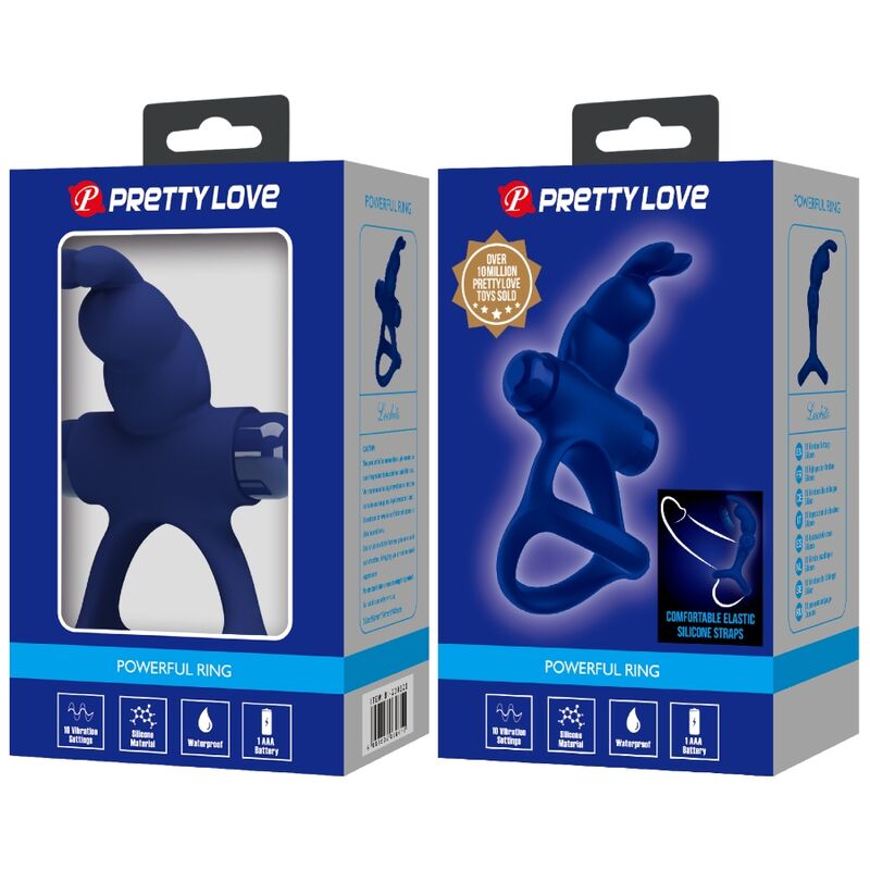 PRETTY LOVE - LUCHITO DOPPELVIBRIERENDER RING HASE BLAU