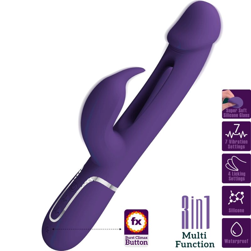 PRETTY LOVE - KAMPAS RABBIT 3 IN 1 MULTIFUNCTION Sensory Device WITH TONGUE VIOLET
