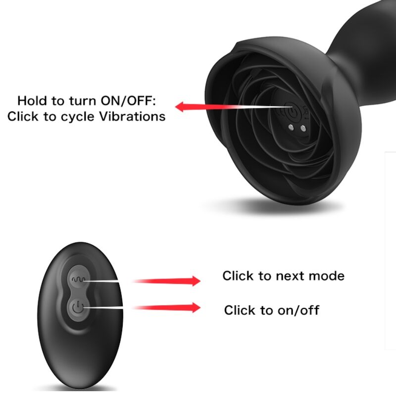 ARMONY - EXTREME A BLOOM ROSE Sensory Device & ANAL PLUG REMOTE CONTROL BLACK