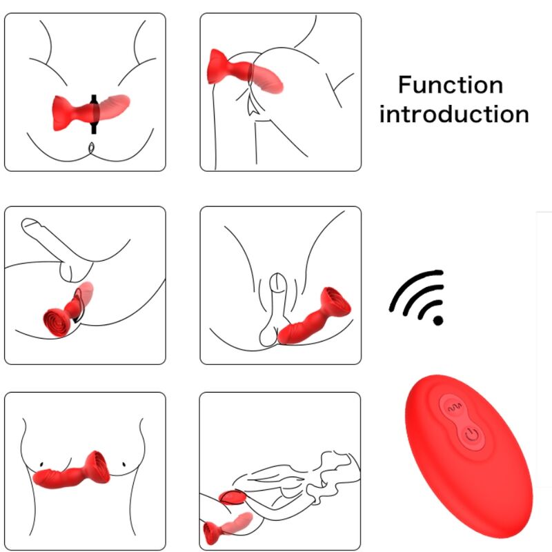 ARMONY - EXTREME A BLOOM ROSE Sensory Device & ANAL PLUG REMOTE CONTROL RED