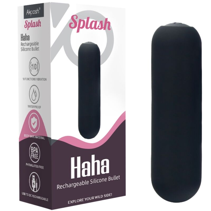 ARMONY - SPLASH HAHA Sensory Device BULLET SILICONE 10 VIBRATIONS 75 X 19 CM BLACK
