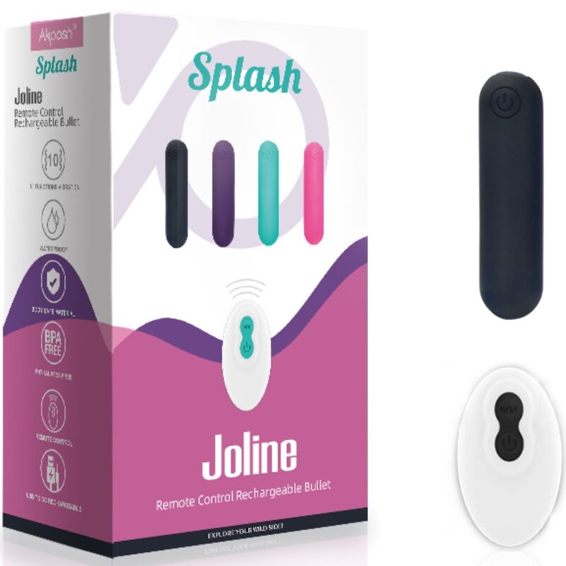 ARMONY - SPLASH JOLINE Sensorisches Gerät BULLET SILIKON FERNBEDIENUNG 10 VIBRATIONEN 65 X 15 CM SCHWARZ