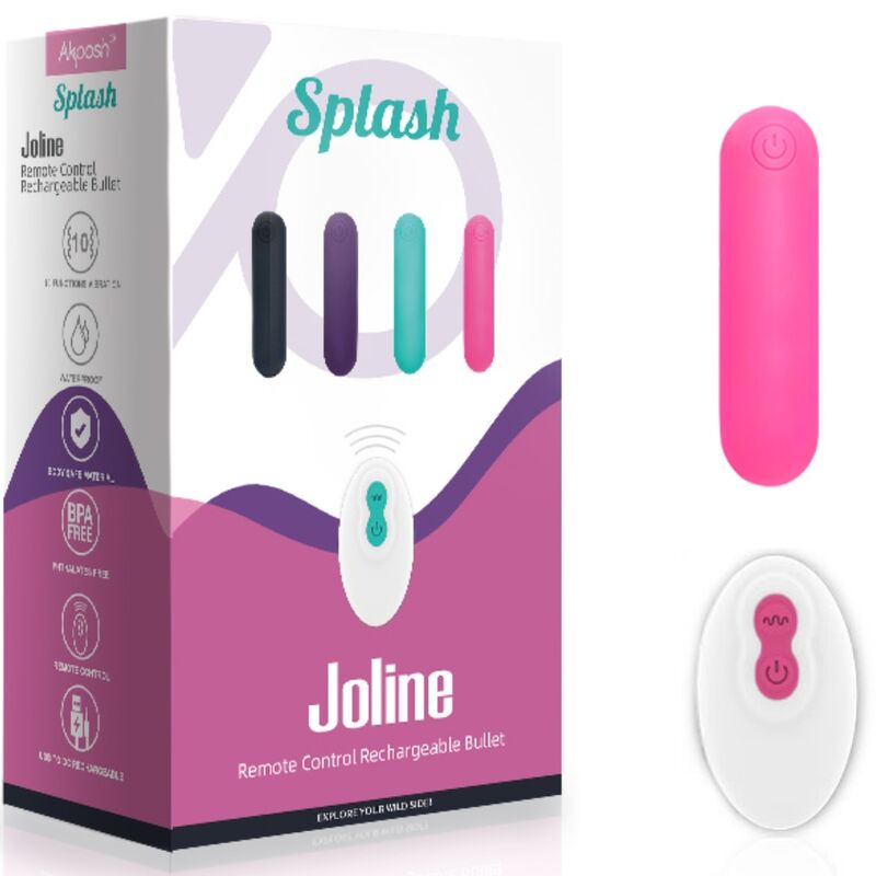 ARMONY - SPLASH JOLINE Sensory Device BULLET SILICONE REMOTE CONTROL 10 VIBRATIONS 65 X 15 CM PINK