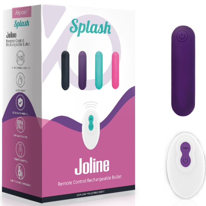 ARMONY - SPLASH JOLINE Sensory Device BULLET SILICONE REMOTE CONTROL 10 VIBRATIONS 6.5 X 1.5 CM PURPLE