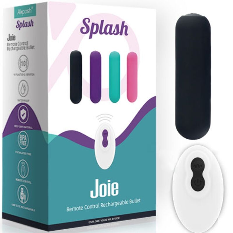 ARMONY - SPLASH JOIE Sensory Device BULLET SILICONE REMOTE CONTROL 10 VIBRATIONS 75 X 19 CM BLACK