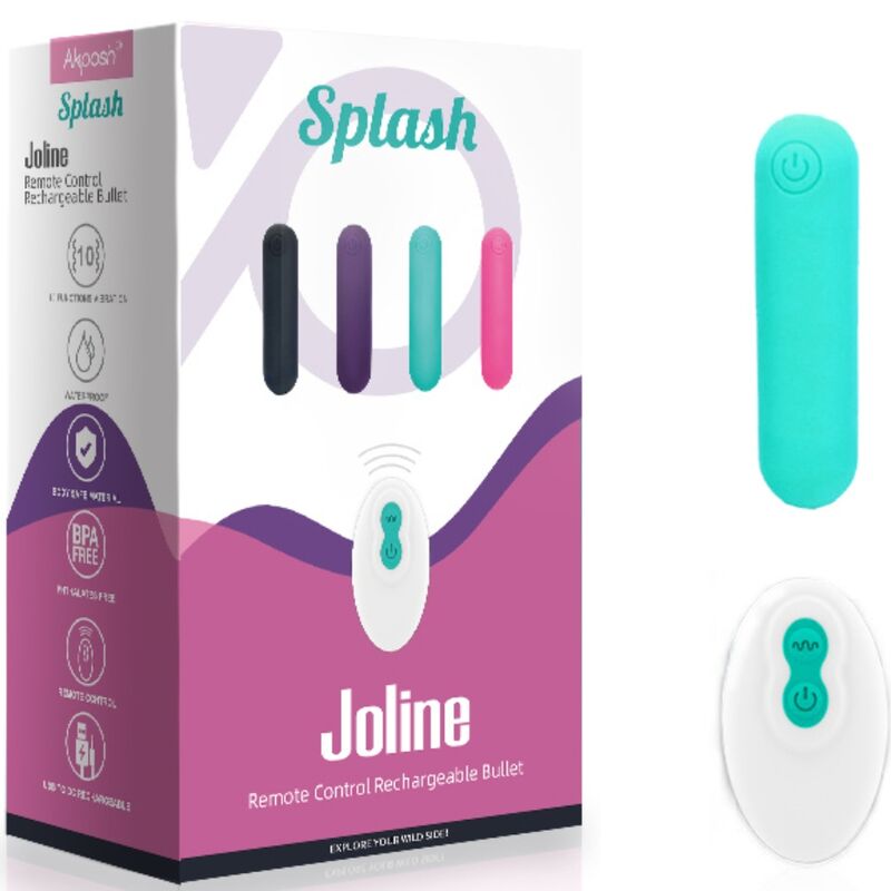 ARMONY - SPLASH JOLINE Sensory Device BULLET SILICONE REMOTE CONTROL 10 VIBRATIONS 65 X 15 CM GREEN