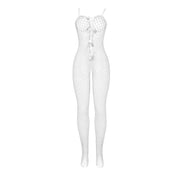 SUBBLIME - 951740 BODYSTRUMPF WEISS NETZSTRUMPF SCHRITTFREI MIT SCHLEIFEN ONE SIZE