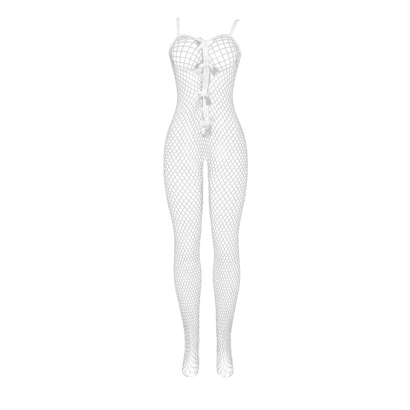 SUBBLIME - 951740 BODYSTRUMPF WEISS NETZSTRUMPF SCHRITTFREI MIT SCHLEIFEN ONE SIZE