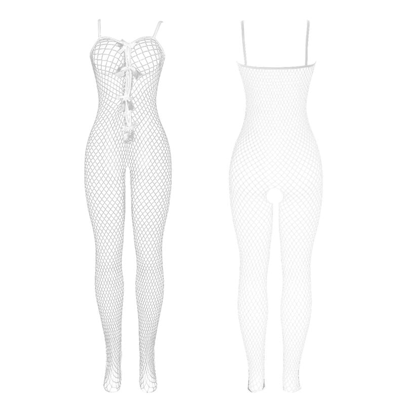SUBBLIME - 951740 BODYSTRUMPF WEISS NETZSTRUMPF SCHRITTFREI MIT SCHLEIFEN ONE SIZE
