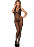 SUBBLIME - 951993 BLACK TRANSPARENT FISHNET CROTCHLESS BODYSTOCKING ONE SIZE