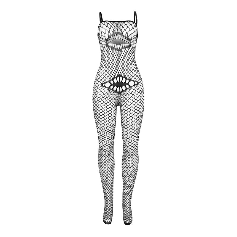 SUBBLIME - 952112 FISCHNETZ-BODYSTORMING MIT APPLIKATIONEN AN BRUST UND BAUCH SCHWARZ ONE SIZE