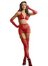 SUBBLIME - 952181 FISCHNETZ-BODY MIT HANDSCHUHEN UND DIAMANTEN ROT ONE SIZE