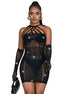 SUBBLIME - 952235 FISHNET DRESS WITH RHINESTONES  BLACK ONE SIZE