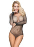 SUBBLIME - 952297 GLOSSY FISHNET BODY WITH OFF SHOULDERS LONG SLEEVE BLACK ONE SIZE