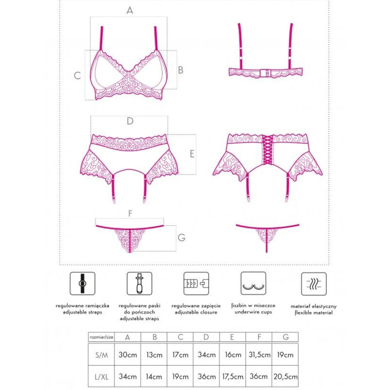 LIVCO CORSETTI FASHION - NAHIR LC 20214 BH + SLIP + STRUMPFHALTER S/M