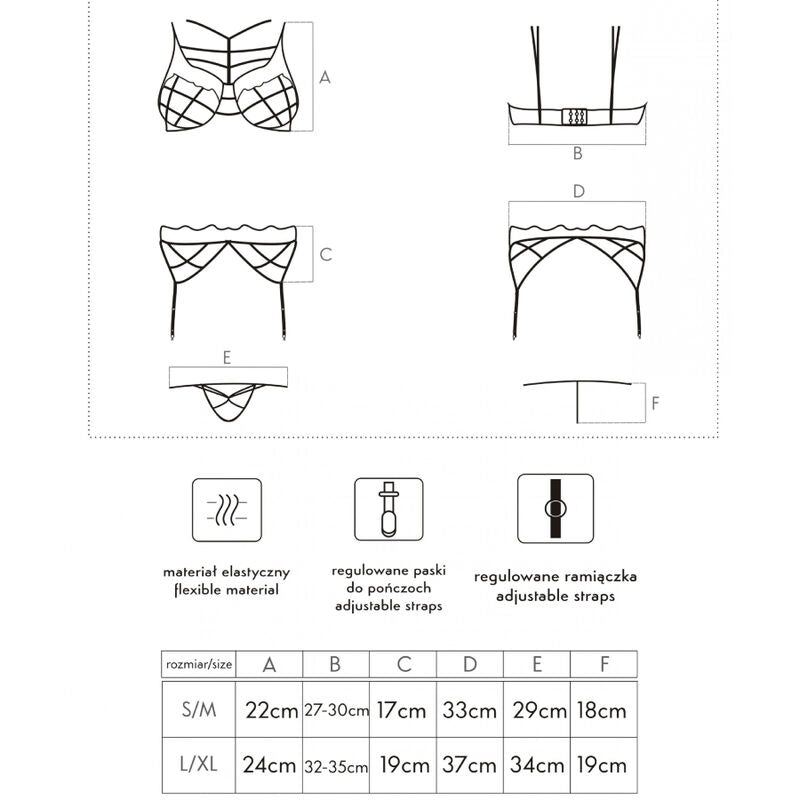 LIVCO CORSETTI FASHION - SOLEDAD LC 20217 BH + SLIP + HÜFTGÜRTEL S/M