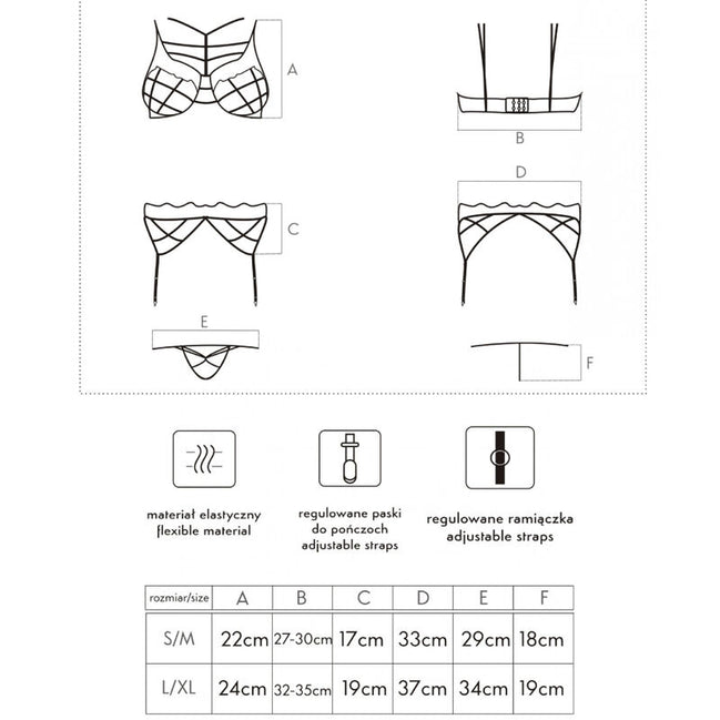 LIVCO CORSETTI FASHION - SOLEDAD LC 20217 BH + SLIP + HÜFTGÜRTEL S/M
