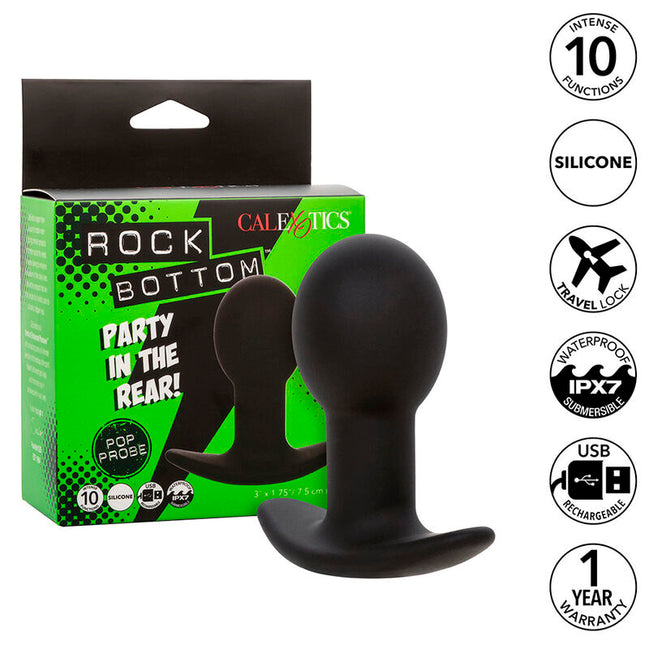 CALEXOTICS - ROCK BOTTOM ANALPLUG 10 VIBRATIONEN SILIKON SCHWARZ