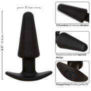 CALEXOTICS - ROCK BOTTOM KONISCHER ANALPLUG 10 VIBRATIONEN SILIKON SCHWARZ