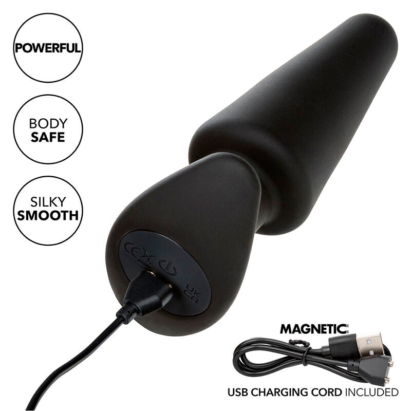 CALEXOTICS - ROCK BOTTOM KONISCHER ANALPLUG 10 VIBRATIONEN SILIKON SCHWARZ