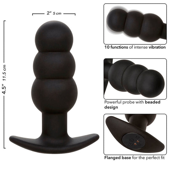 CALEXOTICS - ROCK BOTTOM ANALPLUG MIT KUGELN 10 VIBRATIONEN SILIKON SCHWARZ