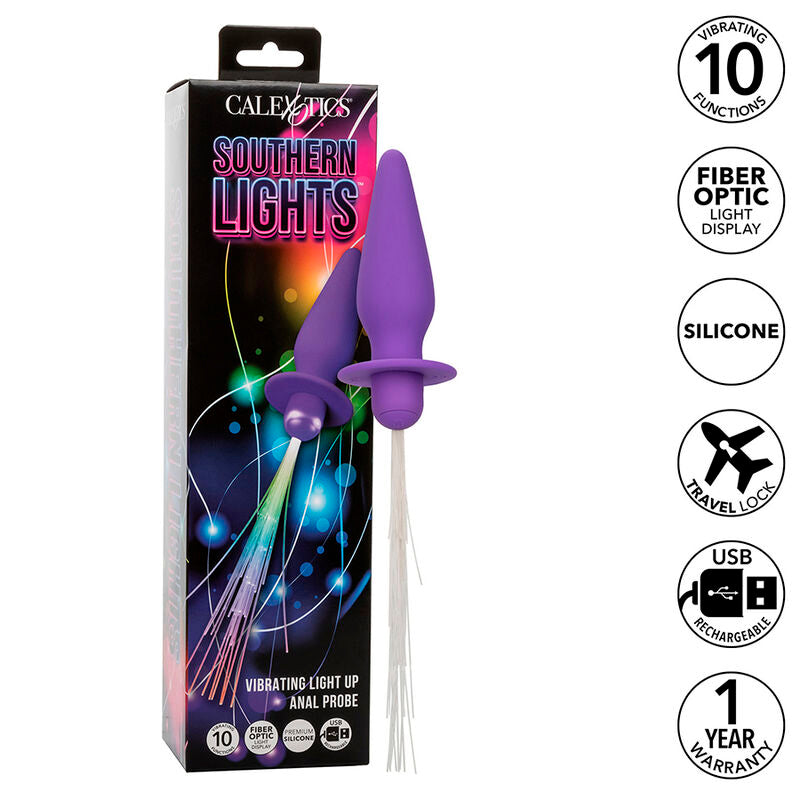 CALEXOTICS - SOUTHERN LIGHTS LEUCHTENDER ANALPLUG 10 VIBRATIONEN SILIKON LILA