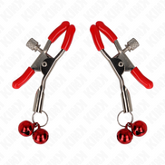 KINK - ROTE DOPPELGLOCKEN-NIPPELKLEMME ROT 6 CM