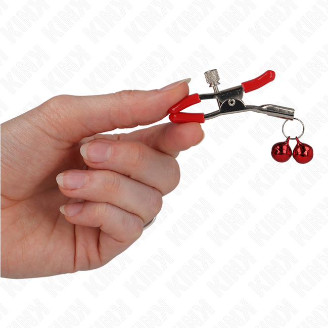 KINK - ROTE DOPPELGLOCKEN-NIPPELKLEMME ROT 6 CM
