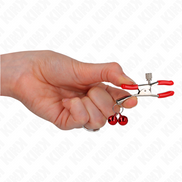 KINK - ROTE DOPPELGLOCKEN-NIPPELKLEMME ROT 6 CM