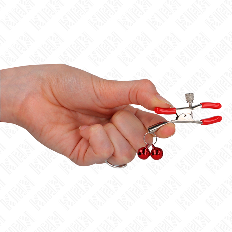 KINK - ROTE DOPPELGLOCKEN-NIPPELKLEMME ROT 6 CM