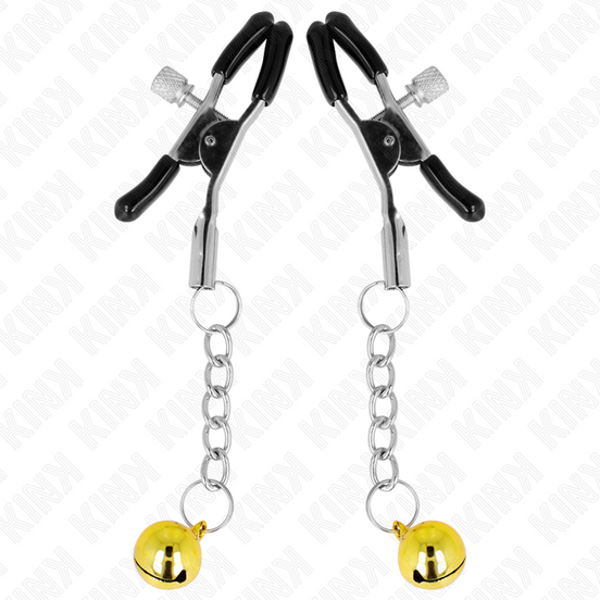 KINK - GOLD JINGLE BELL PENDANT NIPPLE CLAMPS 6 CM