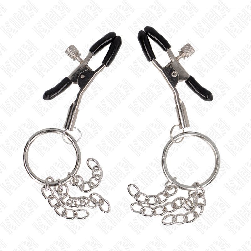 KINK - O-RING BRUSTWARZENKLEMME MIT KLEINER KETTE SILBER 6 CM