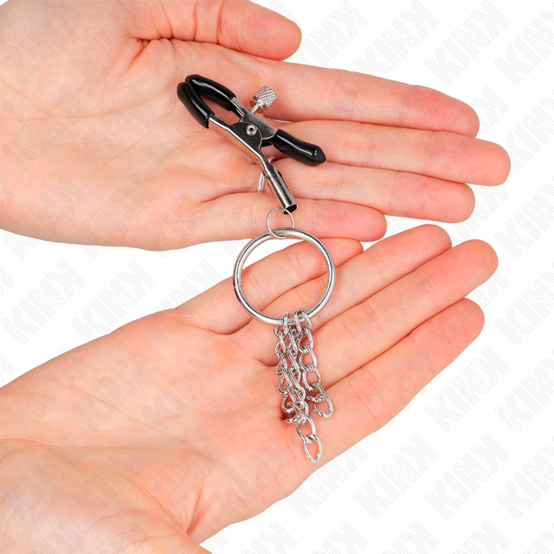 KINK - O-RING BRUSTWARZENKLEMME MIT KLEINER KETTE SILBER 6 CM