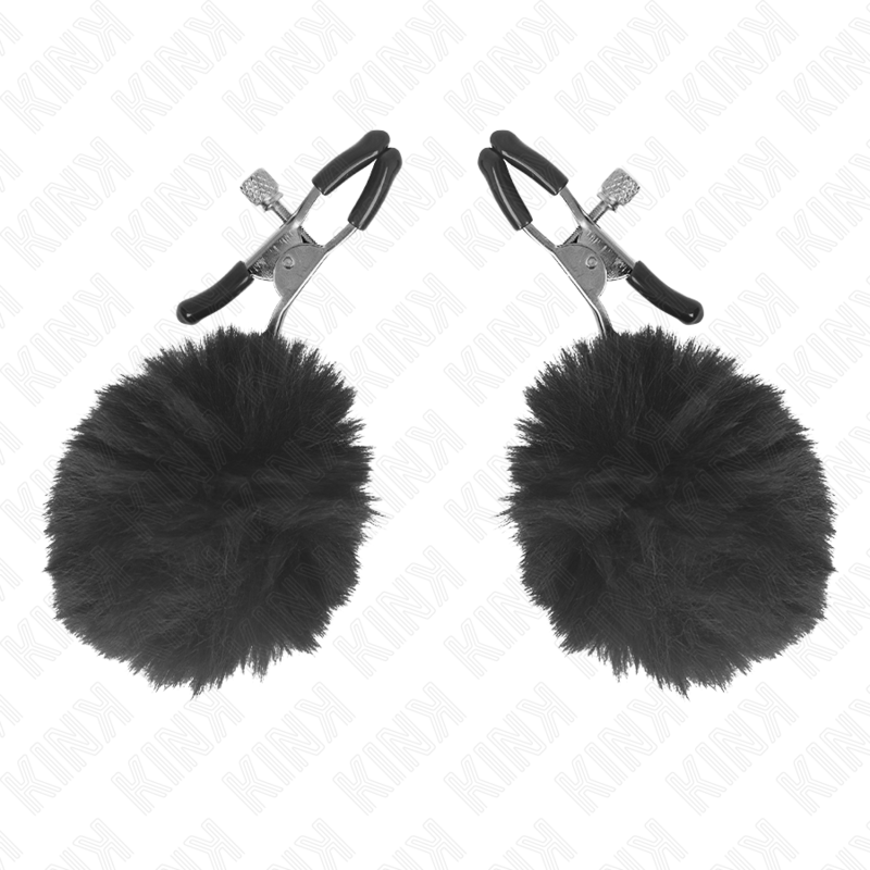 KINK - NIPPELKLEMME KUNSTFELLBALL SCHWARZ 6 CM