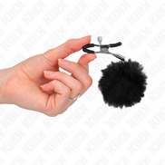 KINK - NIPPELKLEMME KUNSTFELLBALL SCHWARZ 6 CM