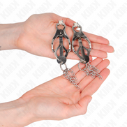 KINK - JAPANISCHE KLEEBÜGEL NIPPELKLEMMEN MIT KURZEN KETTEN SILBER