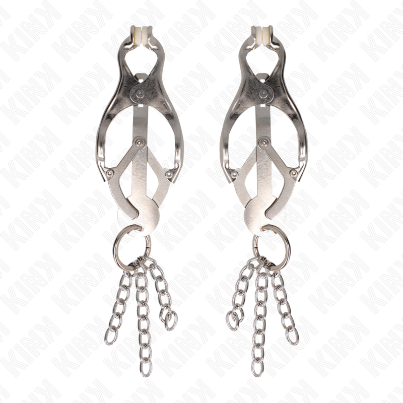 KINK - JAPANISCHE KLEEBÜGEL NIPPELKLEMMEN MIT KURZEN KETTEN SILBER