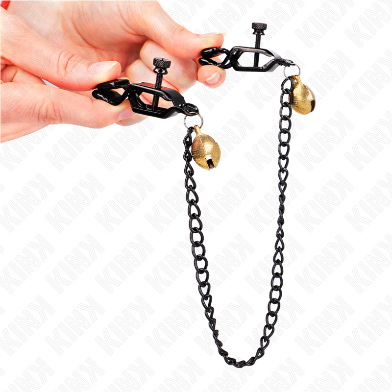 KINK - FLACHKETTEN-NIPPELKLEMMEN UND GLÖCKCHEN SILBER 30 CM