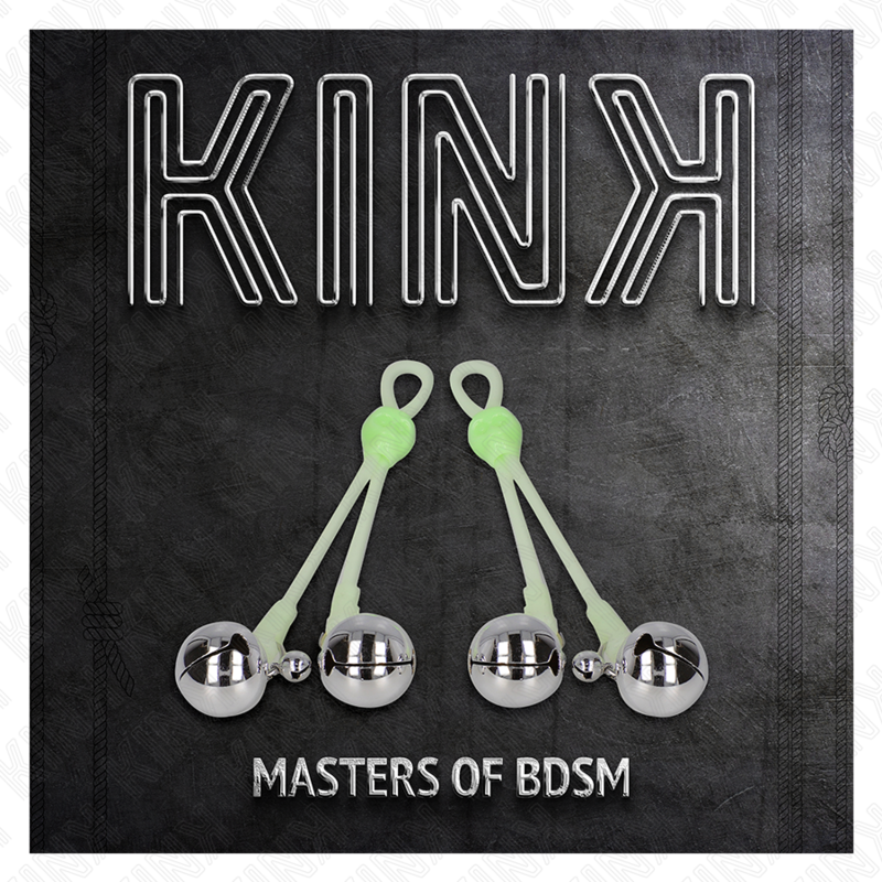 KINK - LUMINOUS SKULL NIPPELKLEMMEN MIT RINGGLÖCKCHEN VERSTELLBAR GRÜN / SILBER
