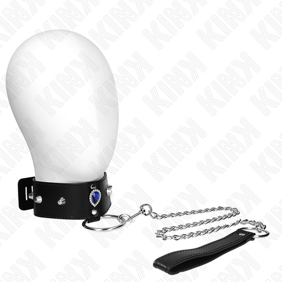 KINK – HALSBAND 65 CM MIT RIEMEN MIT BLAUEN DIAMANTEN VERSTELLBAR 36-43 CM X 5 CM