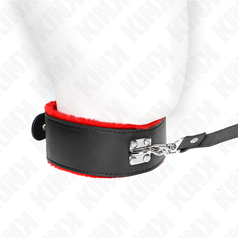KINK - HALSKETTE MIT GÜRTEL 116 CM MIT ROTEM LEDERRIEMEN VERSTELLBAR 40-48 CM X 6 CM