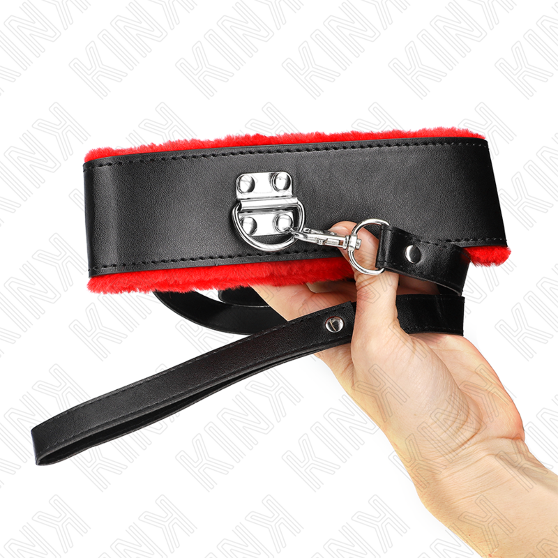 KINK - HALSKETTE MIT GÜRTEL 116 CM MIT ROTEM LEDERRIEMEN VERSTELLBAR 40-48 CM X 6 CM