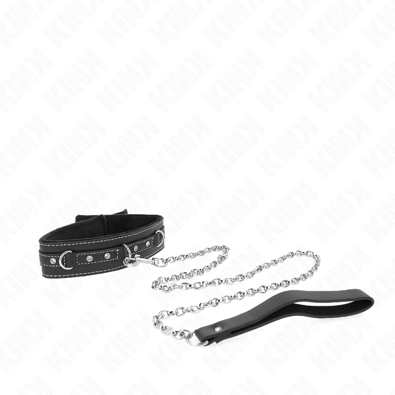 KINK - PVC-LEDERHALSKETTE MIT GÜRTEL 105 CM STRASSNIETE 41,5 X 4 CM