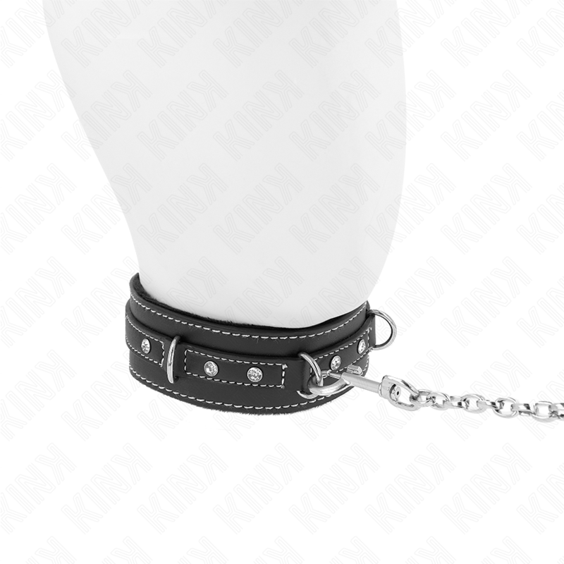 KINK - PVC-LEDERHALSKETTE MIT GÜRTEL 105 CM STRASSNIETE 41,5 X 4 CM