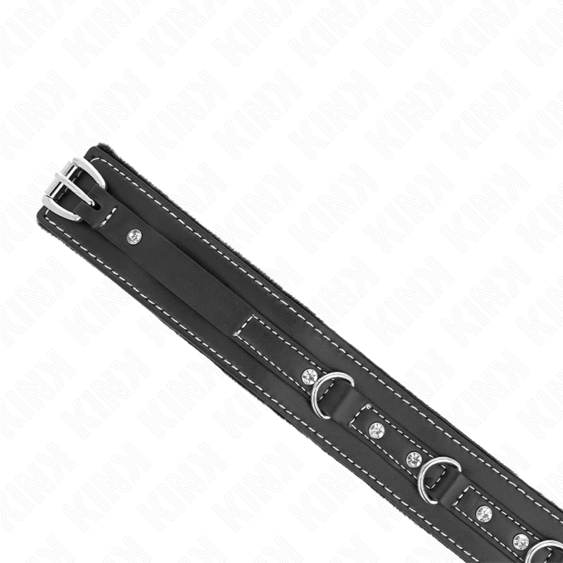 KINK - PVC-LEDERHALSKETTE MIT GÜRTEL 105 CM STRASSNIETE 41,5 X 4 CM