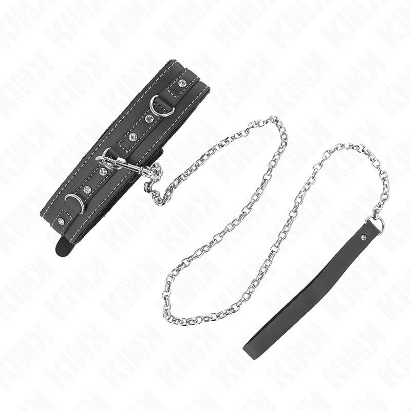KINK - PVC-LEDERHALSKETTE MIT GÜRTEL 105 CM STRASSNIETE 41,5 X 4 CM