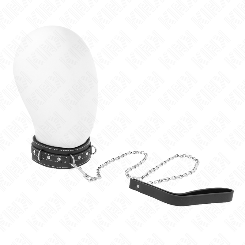 KINK - PVC-LEDERHALSKETTE MIT GÜRTEL 105 CM STRASSNIETE 41,5 X 4 CM