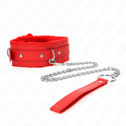 KINK - HALSBAND MIT LEINE 65 CM MIT EINSCHRÄNKUNGEN ROT 36-42 CM X 5.5 CM
