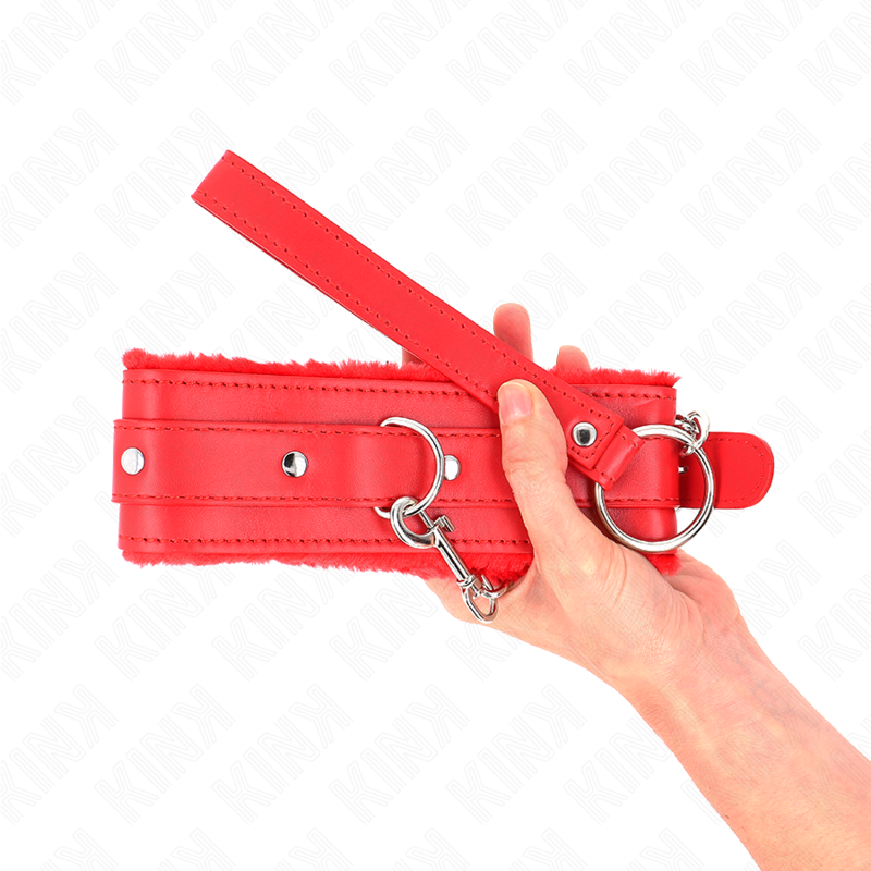 KINK - HALSBAND MIT LEINE 65 CM MIT EINSCHRÄNKUNGEN ROT 36-42 CM X 5.5 CM