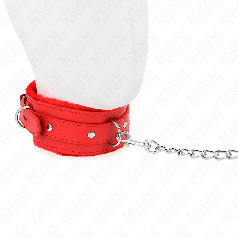 KINK - HALSBAND MIT LEINE 65 CM MIT EINSCHRÄNKUNGEN ROT 36-42 CM X 5.5 CM
